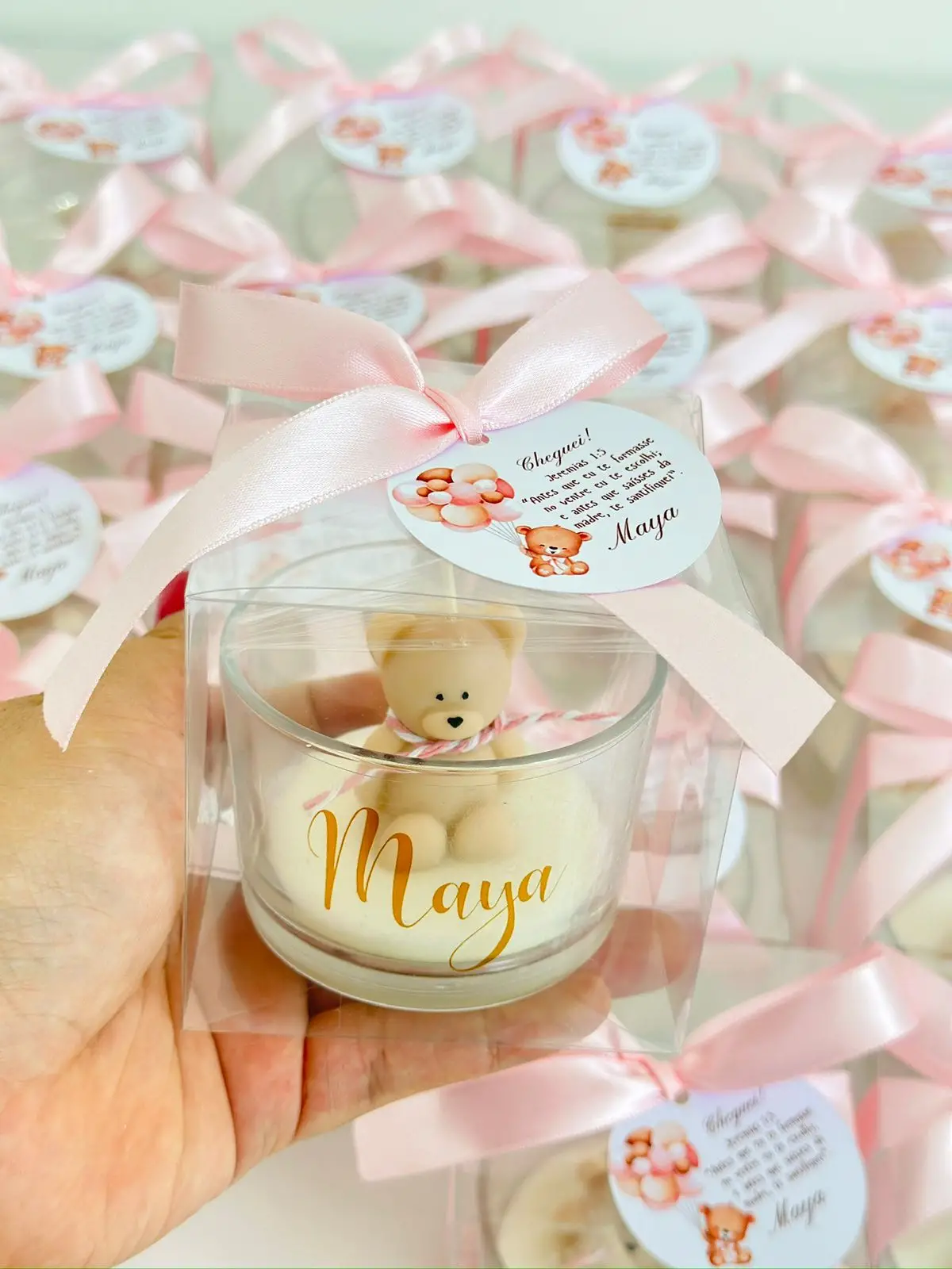 Lembrancinha Vela Ursinha no copo - essência mamãe bebê
