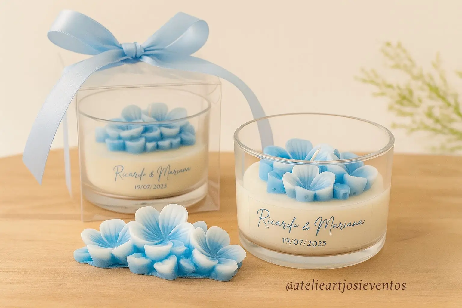 - Lembrancinha Vela de Flor no copo de vidro com caixa de acetato - escolha a cor