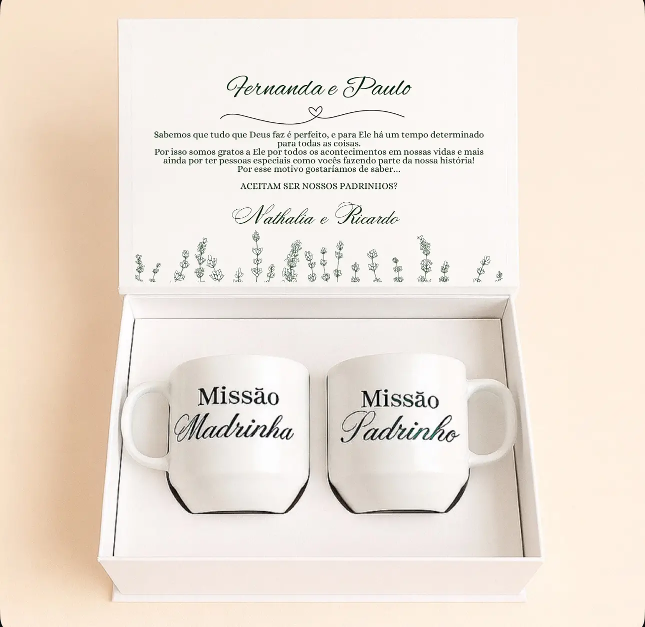 - Convite Padrinhos - Caixa Cartonada com duas xícaras personalizadas - Image 2