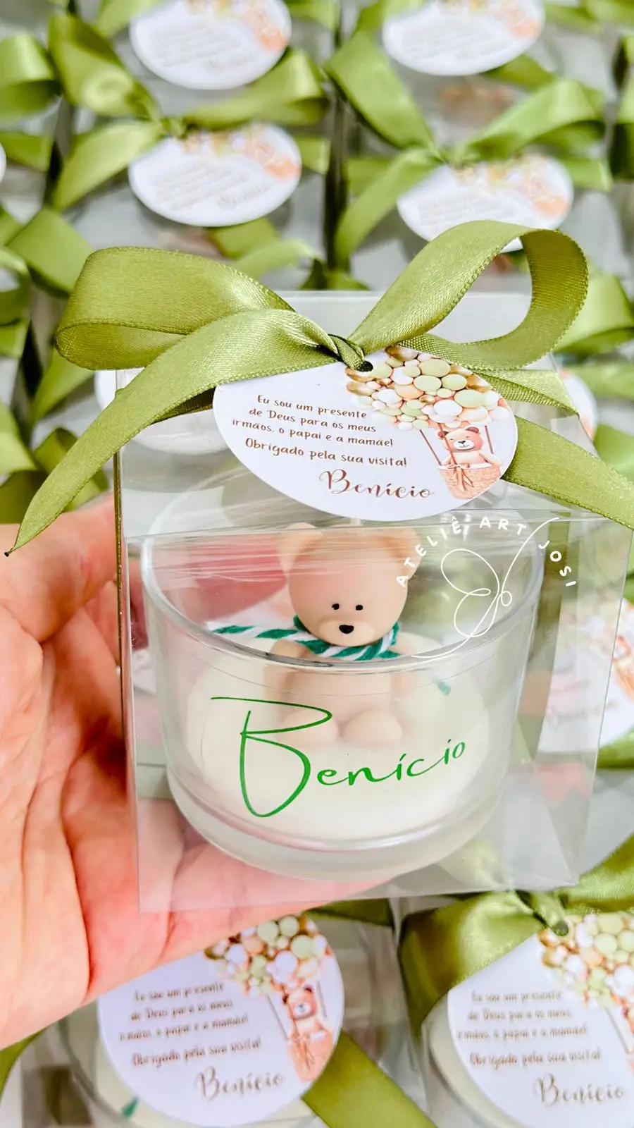 Lembrancinha Ursinho vela no copo - essência mamãe bebê