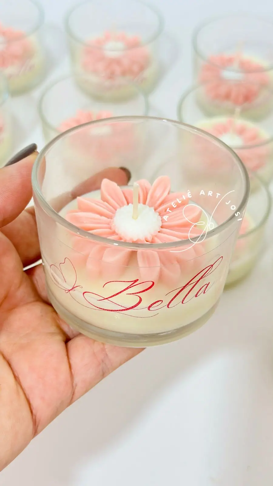 Lembrancinha Flor vela no copo - essência mamãe bebê - Image 2