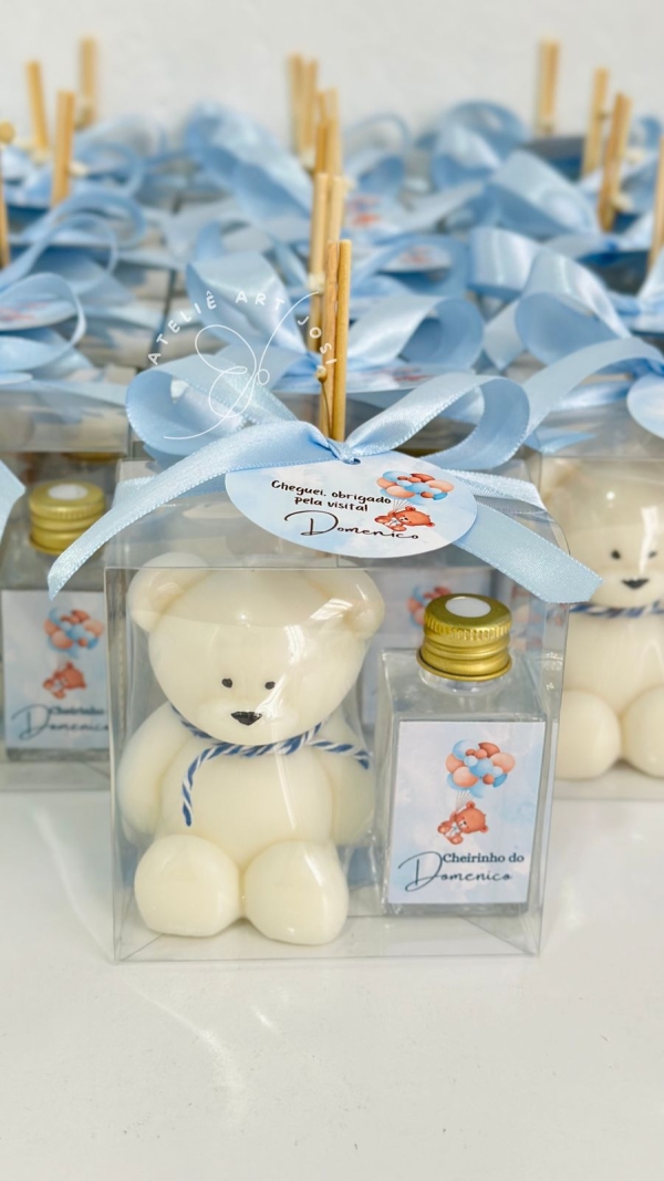 Lembrancinha difusor e vela no copo GG - essência mamãe bebê