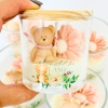 Lembrancinha Vela Ursinho com Flor no copo de vidro - Essência mamãe bebê